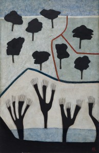 Black Trees (2014), Oil on Wood, 76.2 x 49.5cm