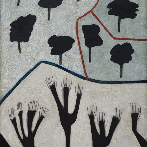 Black Trees (2014), Oil on Wood, 76.2 x 49.5cm