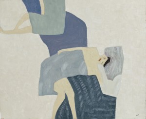 Figures on a Beach I (2015), Oil on Wood, 59.6 x 72.4cm