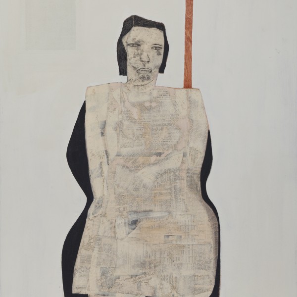 Girl with Black Hair (2014), Paper and Graphite on Wood, 72.4 x 61cm
