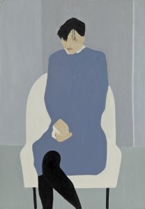 Seated Figure White Chair (2015), Oil on Wood, 79 x 54.6cm