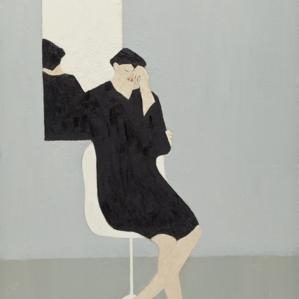 Seated Figure and Reflection (2015), Oil on Wood, 61 x 51.5cm