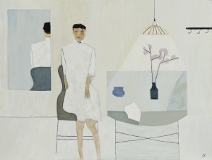 Seated Figure and Table (2015), Oil on Wood, 61 x 80.6cm
