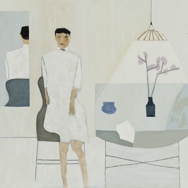 Seated Figure and Table (2015), Oil on Wood, 61 x 80.6cm