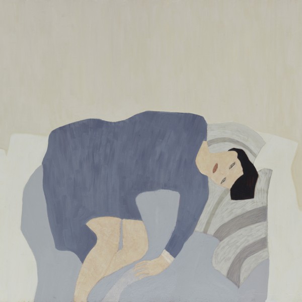 Striped Pillows (2015), Oil on Wood, 61 x 62.3cm