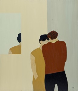 Two Figures and Reflection (2015), Oil on Wood, 61 x 71.2cm