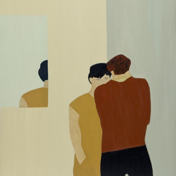 Two Figures and Reflection (2015), Oil on Wood, 61 x 71.2cm