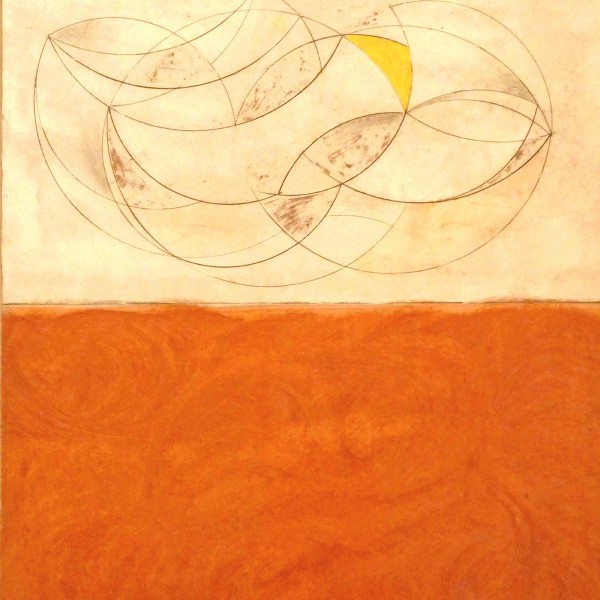 Curved Forms (1955), Oil and pencil on board, 43 x 48cm
