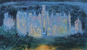 Harlaxton Manor (1977), Oil and Mixed Media on Canvas, 106.8 x 183cm