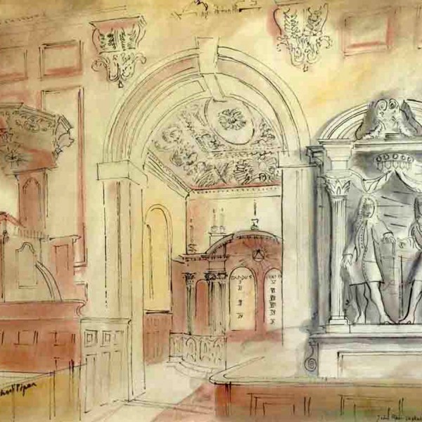 Interior of St Peters Gayhurst, Buck (1940), Watercolour, 38 x 53.5cm