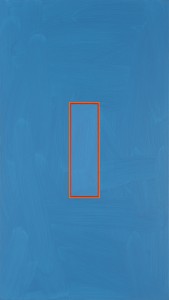 Cadmium Orange and Pyrrole Red Volts (2014), Acrylic on Aluminium, 90 x 50cm
