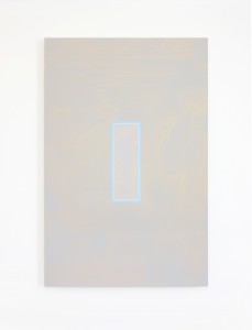 Light Cyan and Pale Brilliant Blue Volts (2014), Acrylic on Aluminium, 35 x 53cm