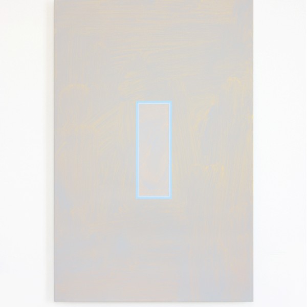 Light Cyan and Pale Brilliant Blue Volts (2014), Acrylic on Aluminium, 35 x 53cm