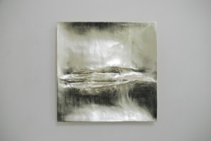 Atlantic I (2014), 12ct White Gold on Carved Wood, 85 x 85cm