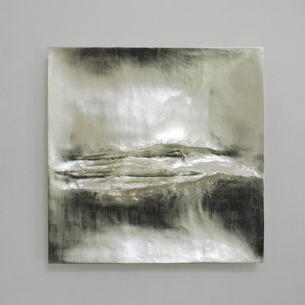 Atlantic I (2014), 12ct White Gold on Carved Wood, 85 x 85cm