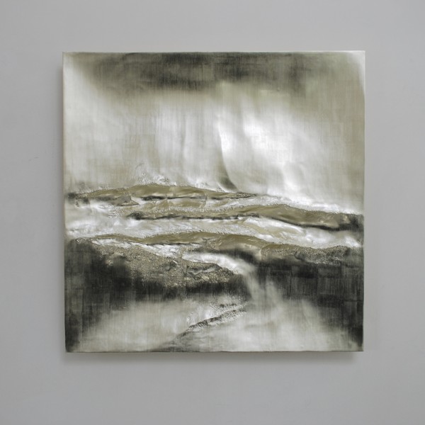 Atlantic II (2014), 12ct White Gold on Carved Wood, 85 x 85cm (33.5 x 33.5 inches)