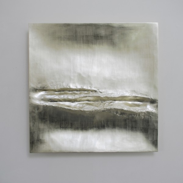 Atlantic III (2014), 12ct White Gold on Carved Wood, 85 x 85cm