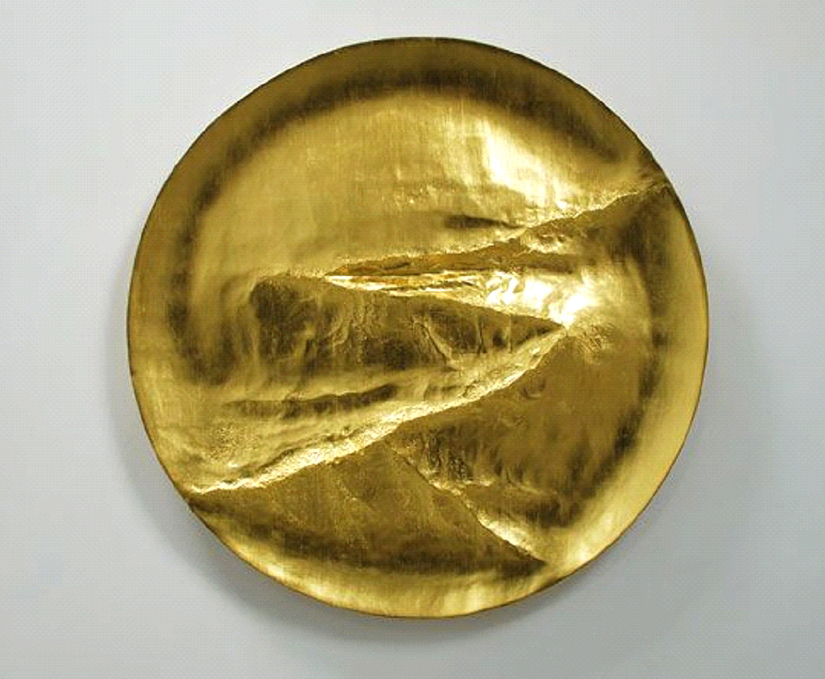 Path (2014), 22ct Gold on Carved Wood, 112cm
