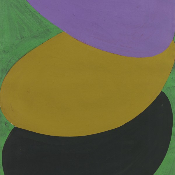 Suspended Purple, Ochre, Green and Black, Acrylic and Gouache, 76 x 56cm