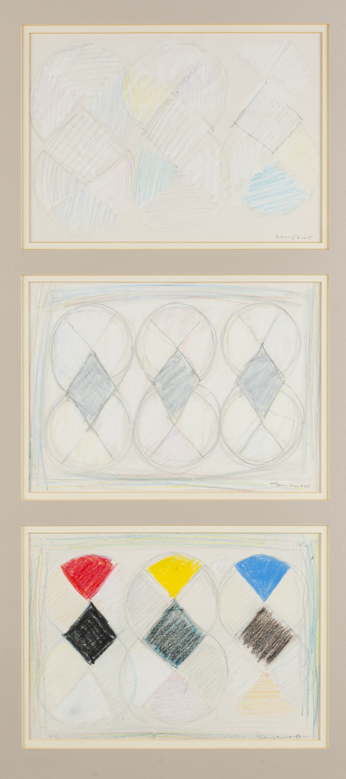 Three Drawings for White Out (1981), Pencil and Pastel on Paper, Each one is 19 x 27cm