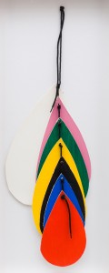 Untitled Hanging Form (Teardrop) (c.1992), Acrylic and Canvas on Card, 61 x 16cm