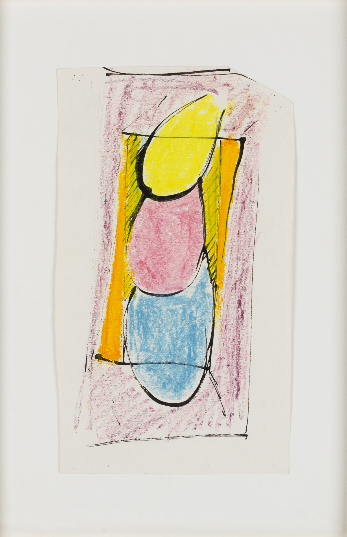 Untitled (Study 1) (c.1970), Oil Pastel and Ink on Paper, 25.5 x 15.2cm