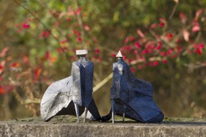 Walking Cloaked Figures I (1978), Bronze, Edition 8 of 8, Male: 28.5 x 27.5 x 26cm, Female: 28 x 24 x 28cm, CR771S