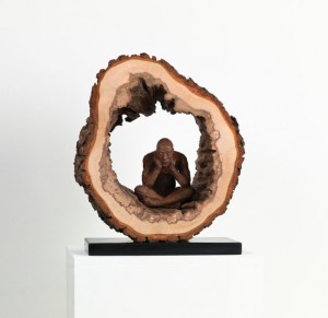 Encircled Time (2012), Bronze and Found Wood, Unique, 32 x 27 x 15 cm