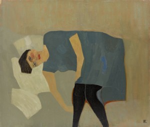 Blue Dress (2015), Oil on Wood, 50.8 x 61 cm