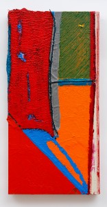 A Tinned Teardrop (2012), Acrylic and Pumice on Sail, Hessian Scrim, Tulle, Scrim and Canvas, 39 x 20 inches
