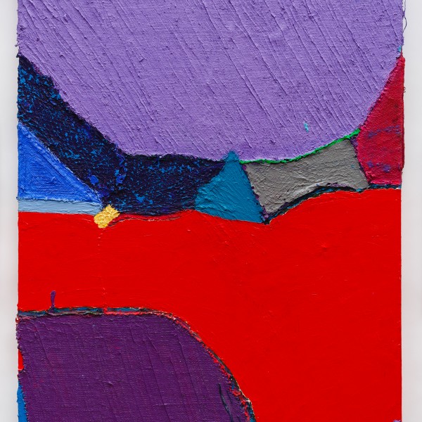Clear Spot (2012), Acrylic and Pumice on Sacking, Sailcloth, Fruit Netting and Canvas, 48 x 30 inches