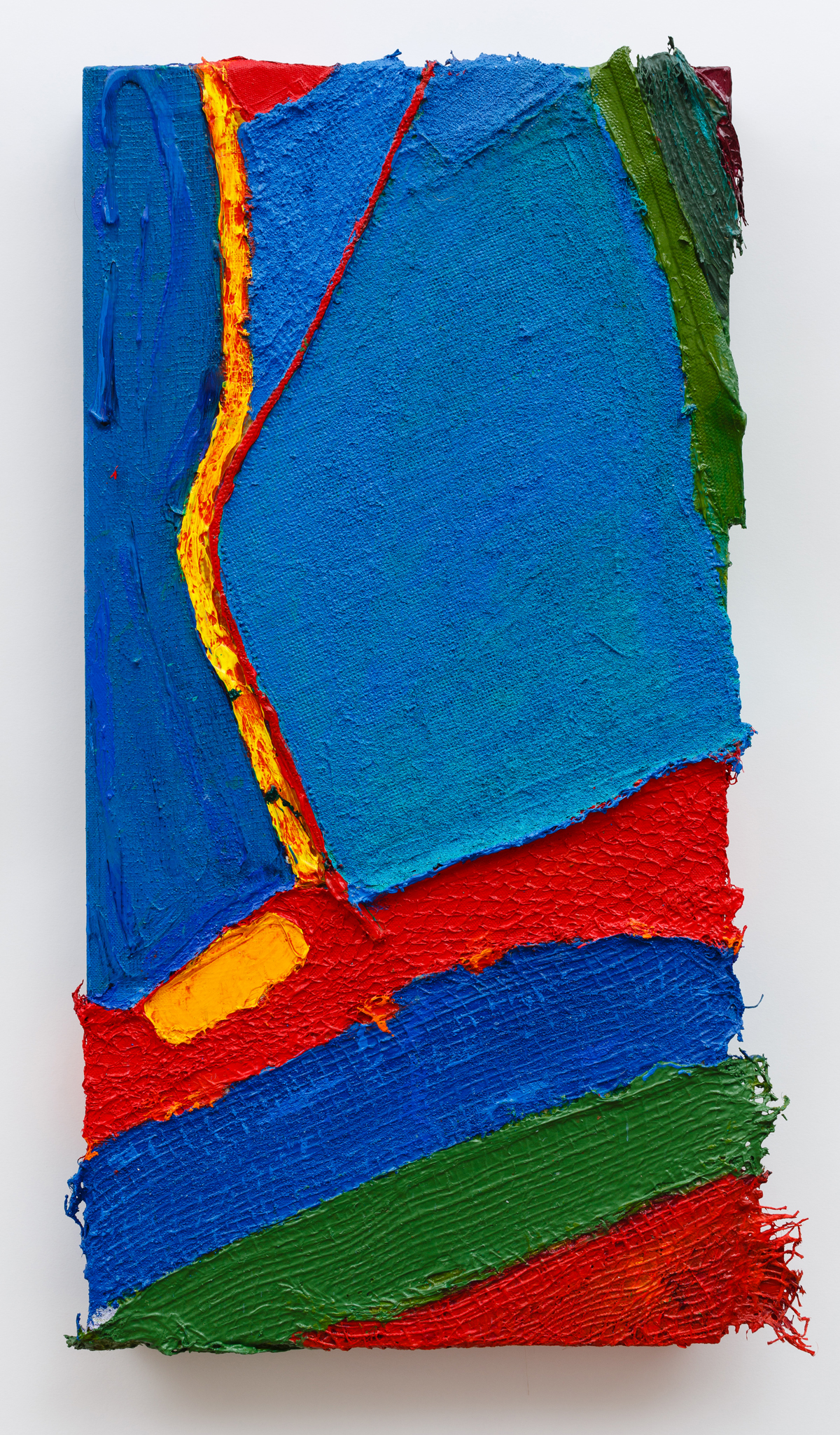 Electricity (2011), Acrylic and Pumice on Bootlace, Fruit Netting, Hessian Scrim, Plastic Netting, Cloth and Canvas, 24 x 12 inches