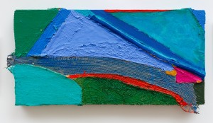 The Dust Blows Forward The Dust Blows Back (2011), Acrylic and Pumice on Fruit Netting, Hessian Scrim, Plastic Netting, Cloth and Canvas, 12 x 24 inches