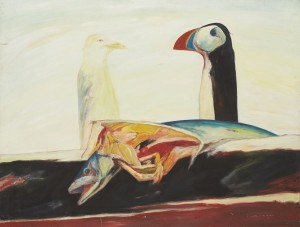 Puffin Fable (1974), Oil on Canvas, 48 x 63 inches