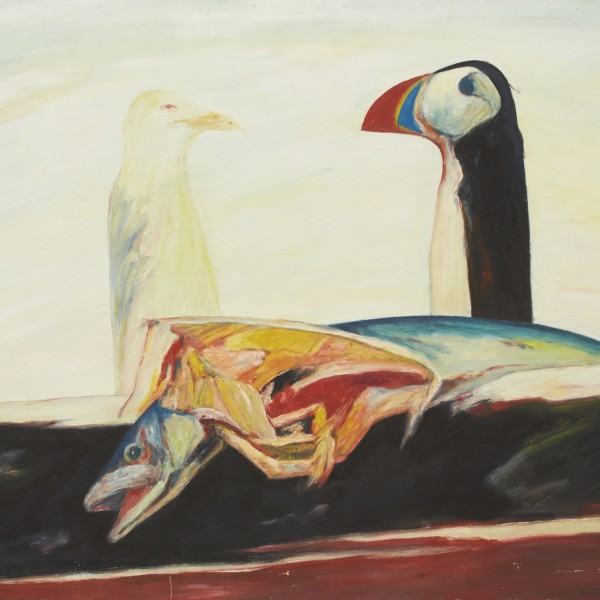 Puffin Fable (1974), Oil on Canvas, 48 x 63 inches