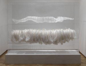 Dreamcatcher (2009), Laser-cut Acrylic, Fishing Wire and Ostrich Feathers, Edition of 3, H170 x W225 x D55cm