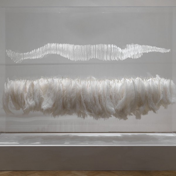 Dreamcatcher (2009), Laser-cut Acrylic, Fishing Wire and Ostrich Feathers, Edition of 3, H170 x W225 x D55cm