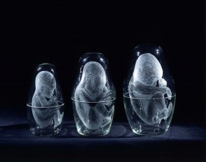 Nesting (2003), Engraved Glass (Set of 9), Edition of 6, 2 Artist's Copies, Largest - 24 x 46cm, Smallest - 1.5 x 2cm