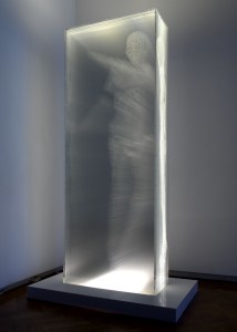 Ötzi: Frozen, Scanned & Plotted (2006), Acrylic and Light, Edition of 6, 165 x 63.5 x 25cm (Plinth 20x100x65cm)