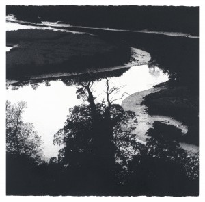 A Bend in the River (2014), Ink and Charcoal on 638gsm Paper, 101.5 x 101.5cm