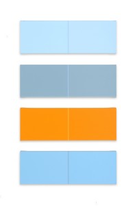 Supervolts, Cadmium Orange Series No.1 (2010), Acrylic on Canvas, 18 x 53cm (each), 90 x 53cm (display size)