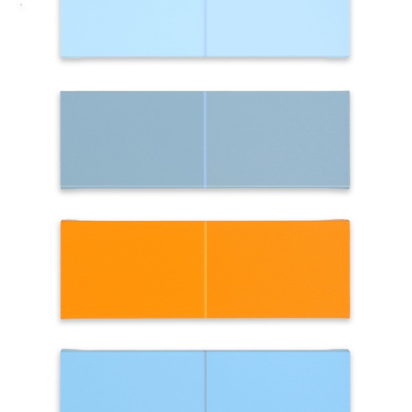 Supervolts, Cadmium Orange Series No.1 (2010), Acrylic on Canvas, 18 x 53cm (each), 90 x 53cm (display size)