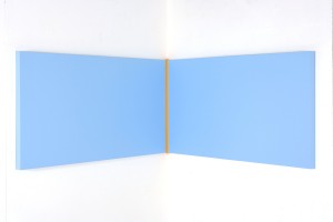 Yellow Volts (2010), Acrylic on Aluminium, 61 x 107 x 107 (right angle)
